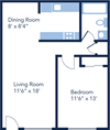 1 bed 1 bath floor plan 700 Square-Feet 1 bed 1 bath floor plan at Fernwood Grove Apartments, Tampa, FL, 33614